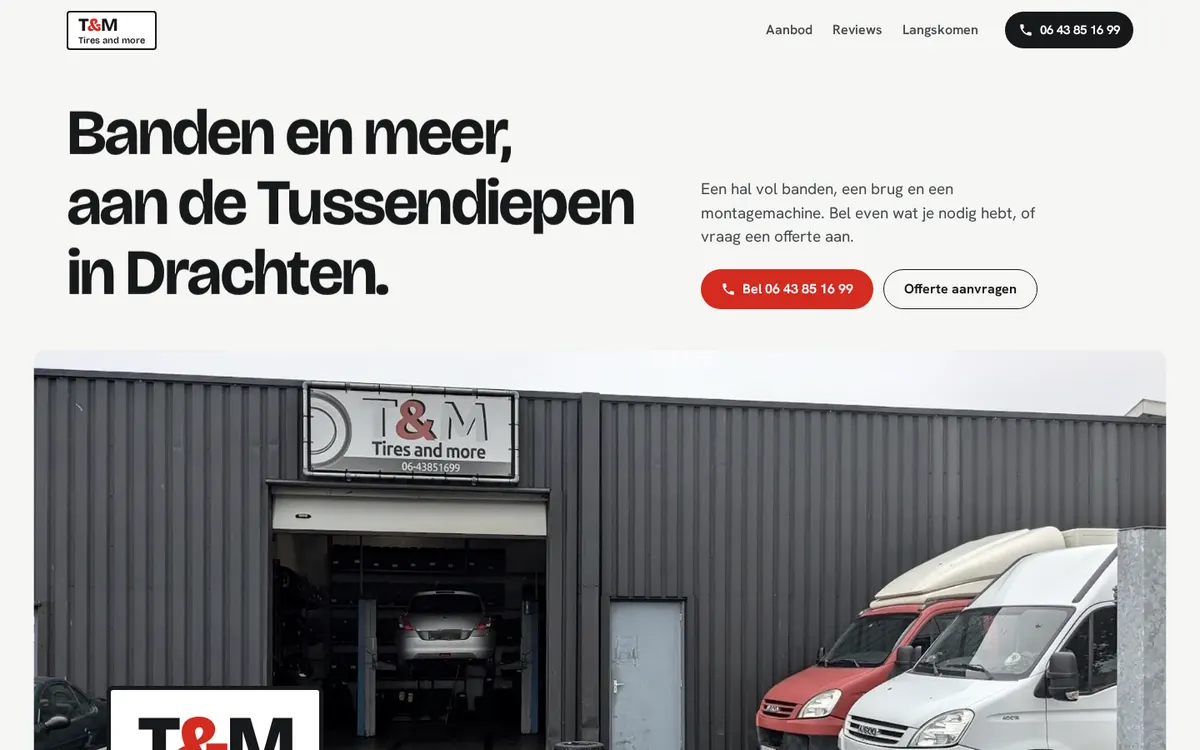 Voorbeeld van richting A: lichte homepage met de gevelfoto